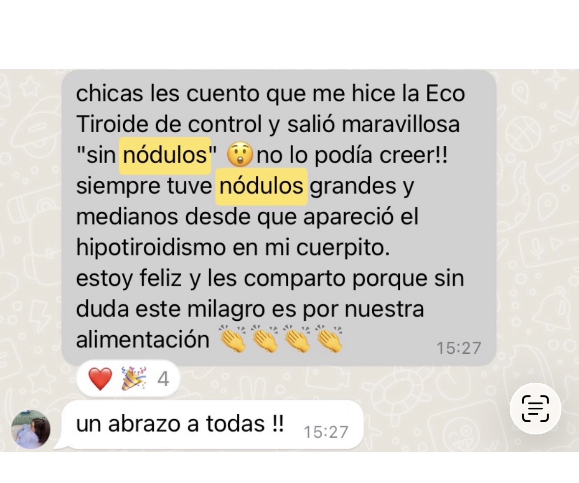 Testimonio real de alumna, nódulos tiroideos desaparecidos