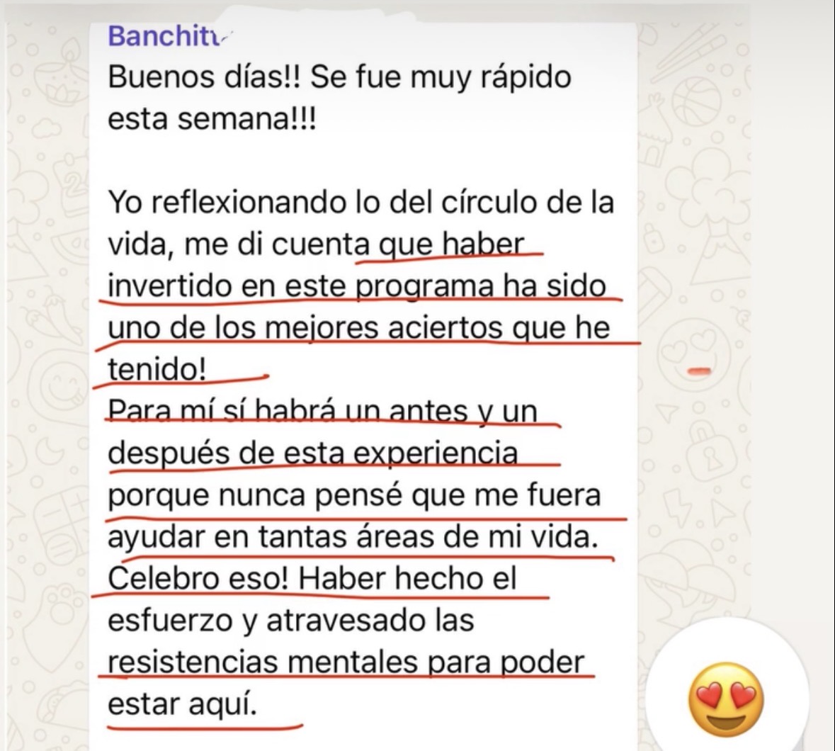 Testimonio real de alumna — Banchita, gratitud por el programa