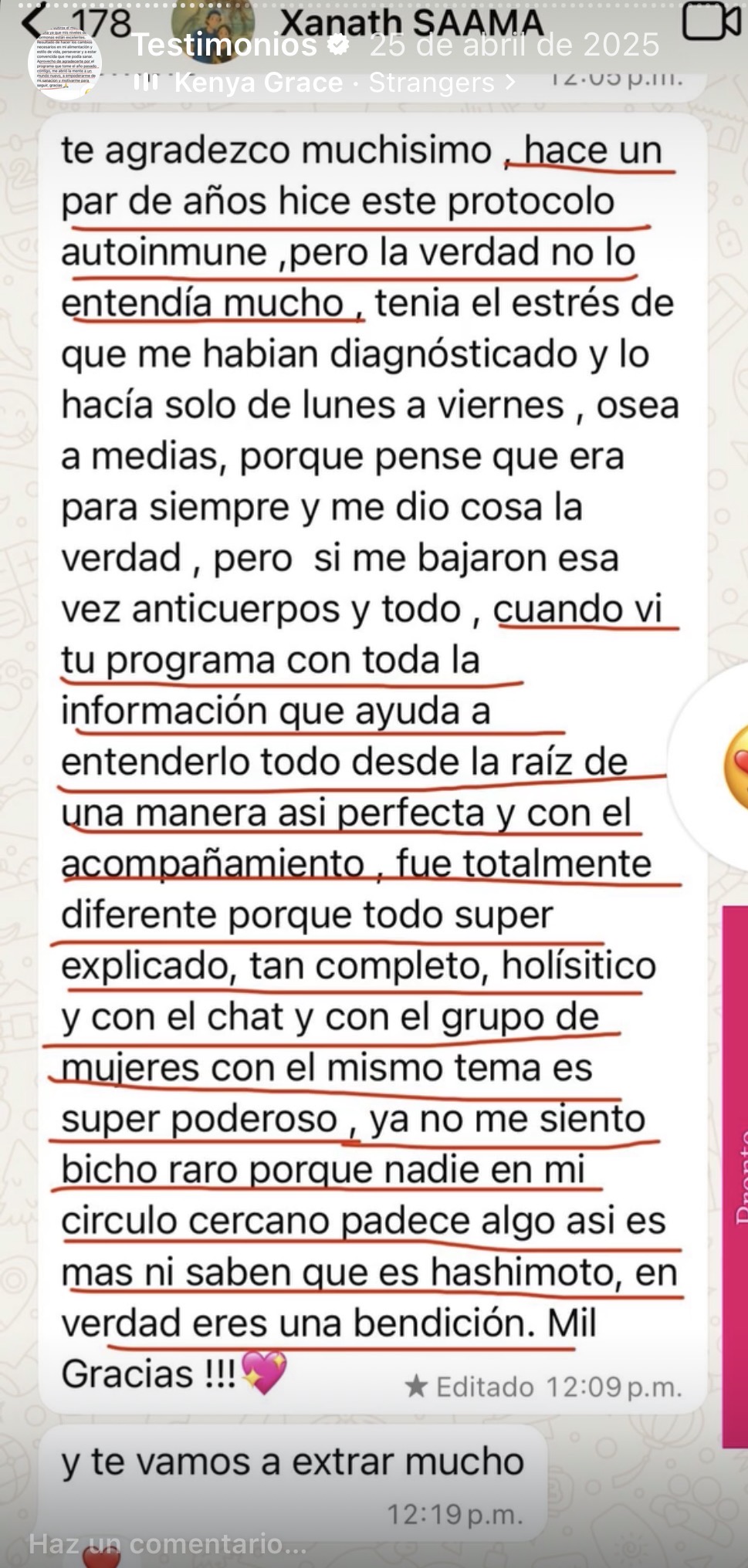 Testimonio real de alumna, remisión de Hashimoto